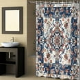 thumbnail image 2 of Fabric Shower Curtain, Boho Vintage Blue and Red Floral Distressed Bathroom Curtain with 12 Hooks Waterproof No Bad Odor Machine Washable Bath Curtains for Bathroom, Spa Room, 72"x78", 2 of 6