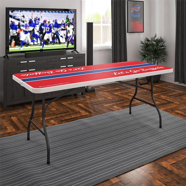 COSCO 6 ft. Fold-in-Half Table, Red/Blue/White, Great for Tailgating,  Sports Events, & Parties