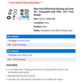 Rear Axle Differential Bearing and Seal Kit - Compatible with 1984 ...