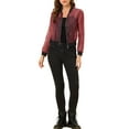 thumbnail image 2 of INSPIRE CHIC Blouson Bomber Léger Transparent à Fermeture Éclair à Manches Longues pour Femme m Rouge, 2 of 7