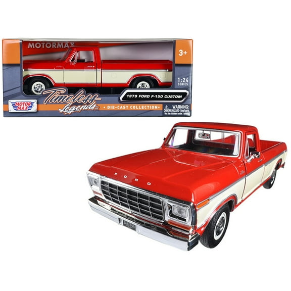 1979 Ford F-150 Pickup Truck Red and Cream 1/24 Diecast Model Car by Motormax