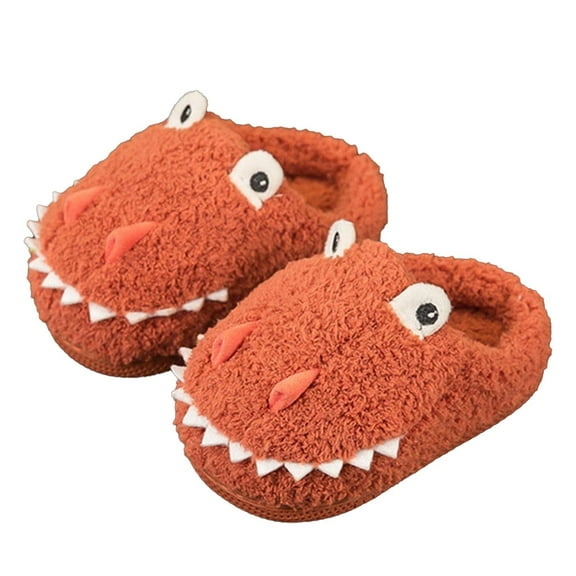 HZLPFO Toddler Warm Winter House Slippers Baby Boys Girls Indoor Home Slippers Lightweight Non-Slip Shoes For Kids Orange,3.5-4 Years