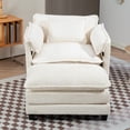thumbnail image 2 of 40" Wide Accent Chair with Ottoman, 25" Wide SeatUpholstered Lounge Chair, Modern Comfy Lounge Chair, Boucle Armchair Reading Chair with Pillows for Living Room Bedroom, Beige, 2 of 8