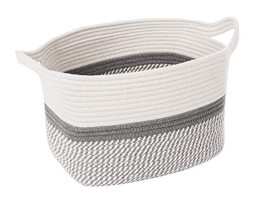 White & Blue stripes 3 Pack Woven Rope Basket Set Small Medium & Large 