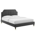 thumbnail image 2 of Modway Sienna Performance Velvet Queen Platform Bed in Charcoal, 2 of 10
