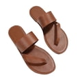 thumbnail image 2 of CQONEPT Flat Clip Toe for Womens Flat Sandals Dressy Summer Square Open Toe Sandals Flats Ankle Strap Comfortable Slip On Slide Sandals Fashion Shoes Size 8.5 Brown, 2 of 8