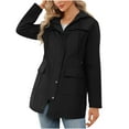 thumbnail image 2 of Guieoi Jackets for Women Winter Rainproof Jacket for Women's Fashion Solid Color Button Long Sleeve Collar Top Black Black*Friday/Cyber*Monday Clearance, 2 of 7