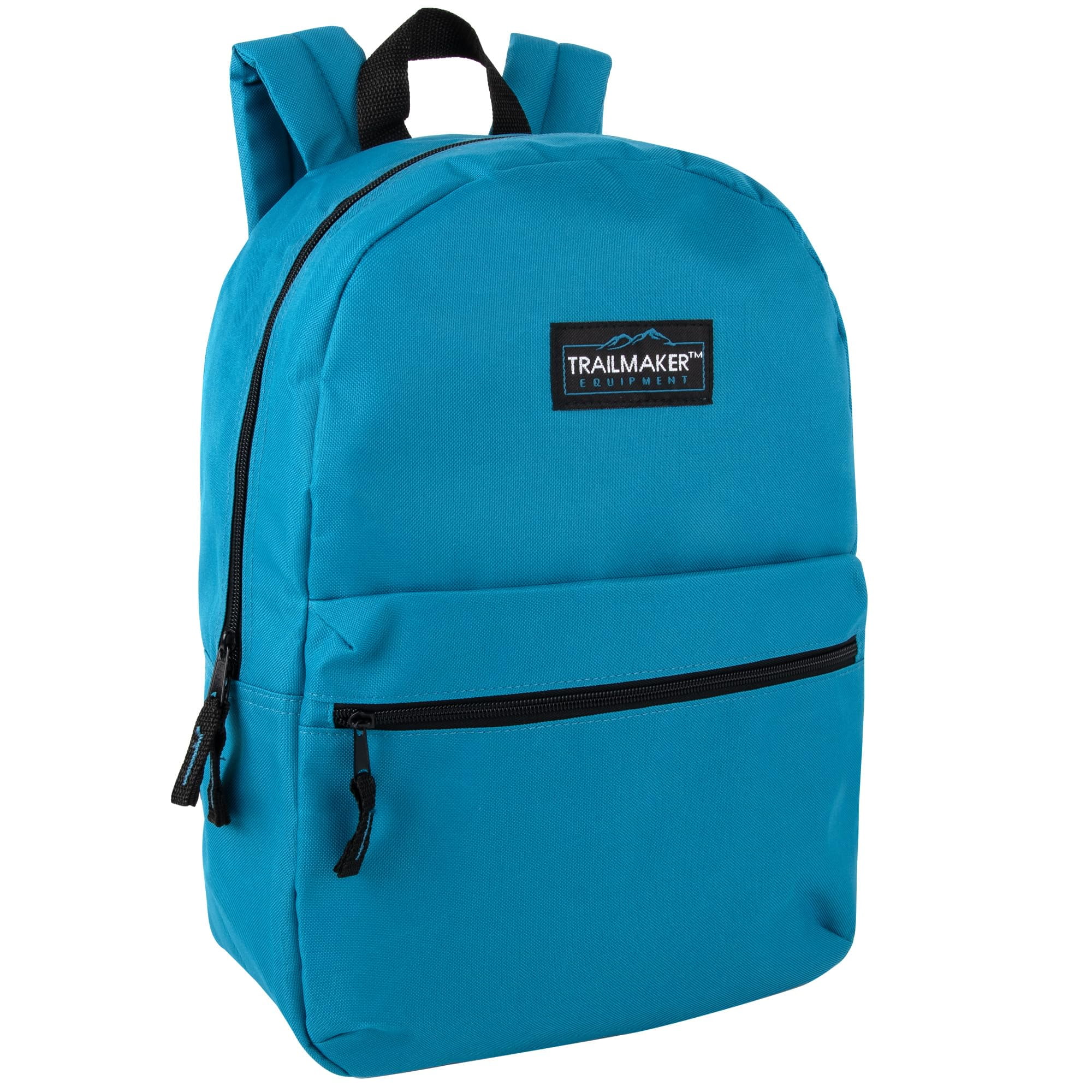 Trail Maker 24 Pack of Bulk Wholesale Basic and Classic 17 Inch Backpacks with Front Accessory Pocket and Dual Zipper Closure for Travel & Commuting in Assorted Womens 4 Color Pack
