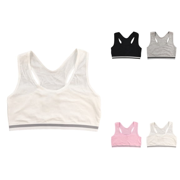 Girls Seamless Training Sports Bra – Cotton Wireless Racerback Teen Underwear with Removable Light Padding for Ages 12-16