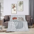 thumbnail image 6 of DouZhe Ultra-Soft Micro Fleece Lightweight Flannel Bed Blanket, Bohemian Gray Plant Leaves Print Cozy Warm Throw Blankets, 50"x40", 6 of 7