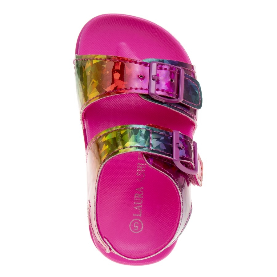Laura Ashley Girls Buckle Hook & Loop Footbed Sandals (Toddler Sizes)
