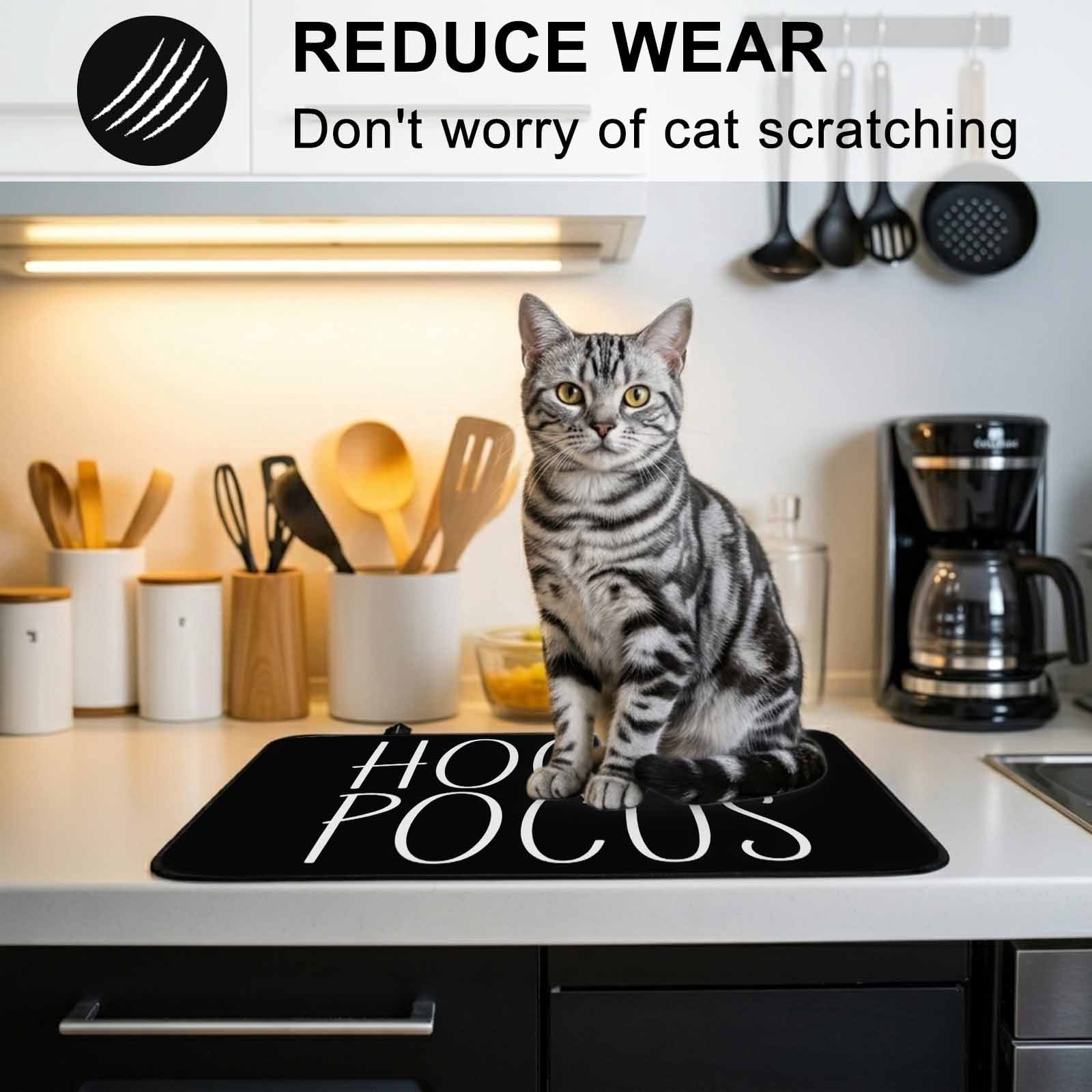 Halloween Stove Top Cover for Electric Stove, Heat-proof & Non Slip Glass Top Stove Cover Protector, Hocus Pocus Black Abstract Simple Lines Art Kitchen Flat Cooktop Rubber Mat 24x21 Inches