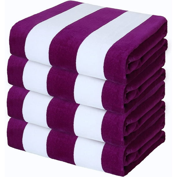 Exclusivo Mezcla 4Pack 100 Cotton Large Cabana Stripe Beach Towels