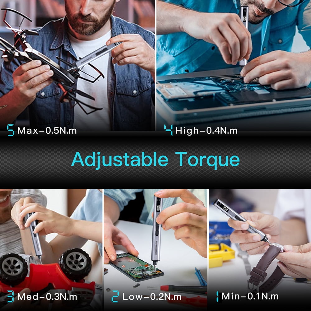 AM ARROWMAX Mini Electric Screwdriver,60 in 1 Magnetic Precision Screwdriver ,5-Gear Torque ,OLED Display,Rechargeable Cordless Power Screwdriver Set,SES Nano