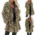 thumbnail image 2 of JINMGG Clearance Coats Under $10.00 Plus Size,Women's Leopard Faux Pocket Fuzzy Warm Winter Oversized Outwear Long Coat, 2 of 9