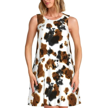 Spring Summer Dresses for Women 2025 - Cow Tie Dye Swimsuit Coverup Sundresses for Women  Beach Vacation Clothes for Women  Hawaiian Tshirt Dresses for Women