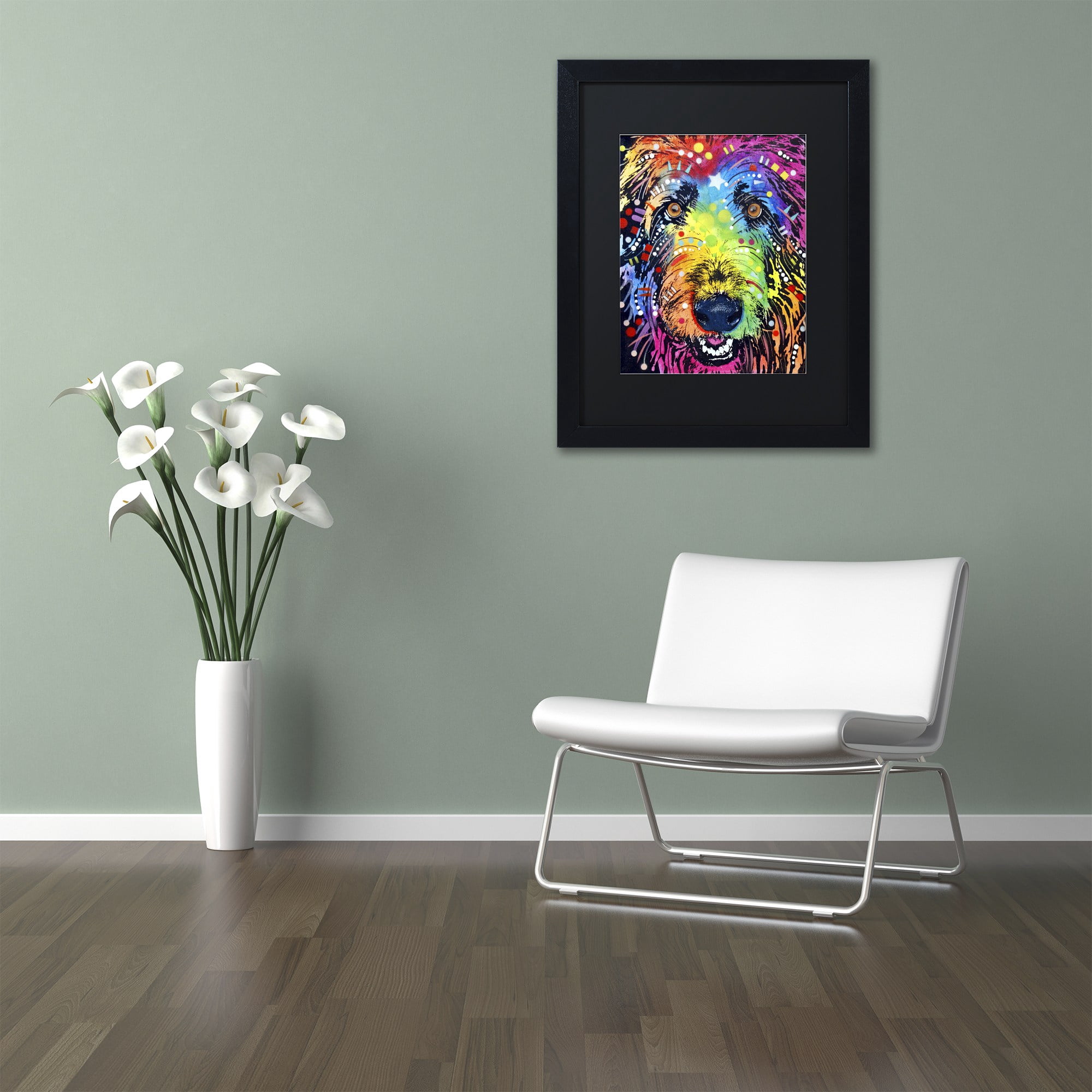 Trademark Fine Art "Irish Wolfhound" Canvas Art by Dean Russo, Black Matte, Black Frame
