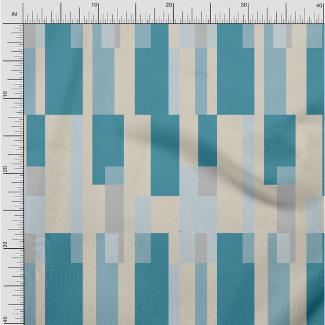 Soimoi Silk Fabric Geometric Panel Decor Fabric Printed Yard 42 Inch Wide