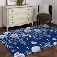 thumbnail image 3 of 3x5 Area Rugs, Navy Blue Coastal Non-Skid Rubber Backing Large Rectangle Rugs - Living Room Bedroom Home Office, Starfish Coral Ocean Conch Sea Nautical Indoor Floor Mat Carpets Washable Rug, 3 of 9