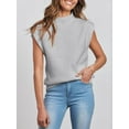 thumbnail image 6 of GXFC Women Fall Tank Sweater Sleeveless Mock Neck Solid Color Loose Knit Vest Top for Daily, 6 of 9
