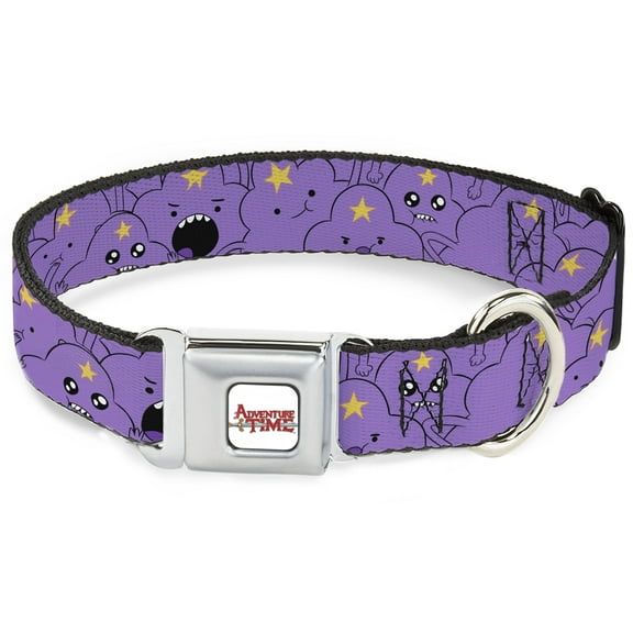 Cartoon Network Pet Collar, Dog Collar Metal Seatbelt Buckle, Adventure Time Lumpy Space Princess Expressions Lavender, 9.5 to 13 Inches 1.0 Inch Wide