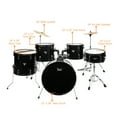 thumbnail image 2 of Glarry 5-Piece Full Size Adult Drum Set w/Bass Drum, Snare Drum, Floor Tom, Drum Pedal, Sticks and Stool, Junior Drum Kit with 2 Tom Drum, 16" Ride Cymbal and 14" Hi-hat Cymbals, Black, 2 of 10