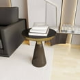 thumbnail image 2 of LeisureMod 19" Round Side Table with Glass Top and Base End Table Brushed Gold Iron Support Indoor Use for Modern Home, Living Room Hyalus Collection, 2 of 15