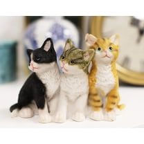 Ebros Lifelike Trio Shorthair Kittens Cats Sitting Side by Side Figurine 5" Long