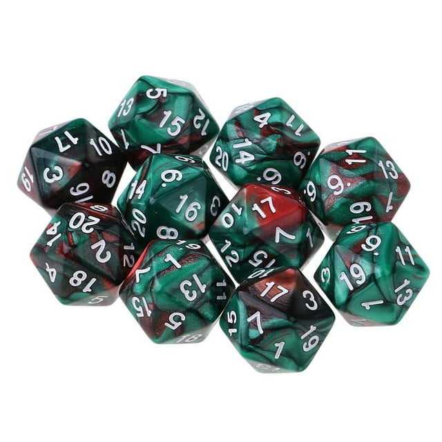 10pcs Set Dados D20 de 20 Caras Sunnimix para TRPG Game Green Coffee