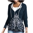 thumbnail image 5 of JTZGDY Womens Full-Zip Fleece Hoodie Sweatshirts Lightweight Casual Striped/Plaid/Floral/Color Block Print Drawstring Long Sleeve Hooded Ouwear Jackets with Pockets Fashion Outfit Clothes Blue#03 XL, 5 of 7