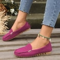 thumbnail image 6 of Women's Suede Moccasin Loafers with Metal Accent, Comfortable Slip-On Casual Shoes, Footwear for Everyday Wear and Office Settings Hot Pink 40, 6 of 9