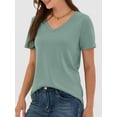 thumbnail image 3 of ANRABESS Womens Short Sleeve Tops Casual V Neck Wrinkle - Free Basic T Shirts Summer Cute Tee 2026 Spring Fashion Clothes Light Green X-Large, 3 of 7