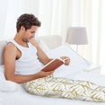thumbnail image 6 of Picia White And Gold Geometry Mens Soft Woven Cotton Elastic Waistband Sleep Pajama Pant Lounge Sleep Pant With Pockets And Drawstring-Small, 6 of 9