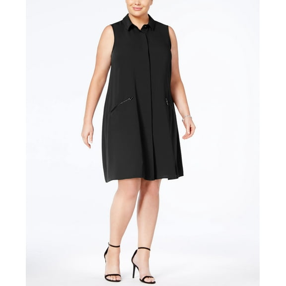 Alfani Plus Size A Line Shirtdress Deep Black 24W