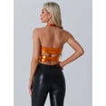 thumbnail image 3 of DARING DIVA Women's V-Neck Backless Metallic Crop Tops S Orange, 3 of 6