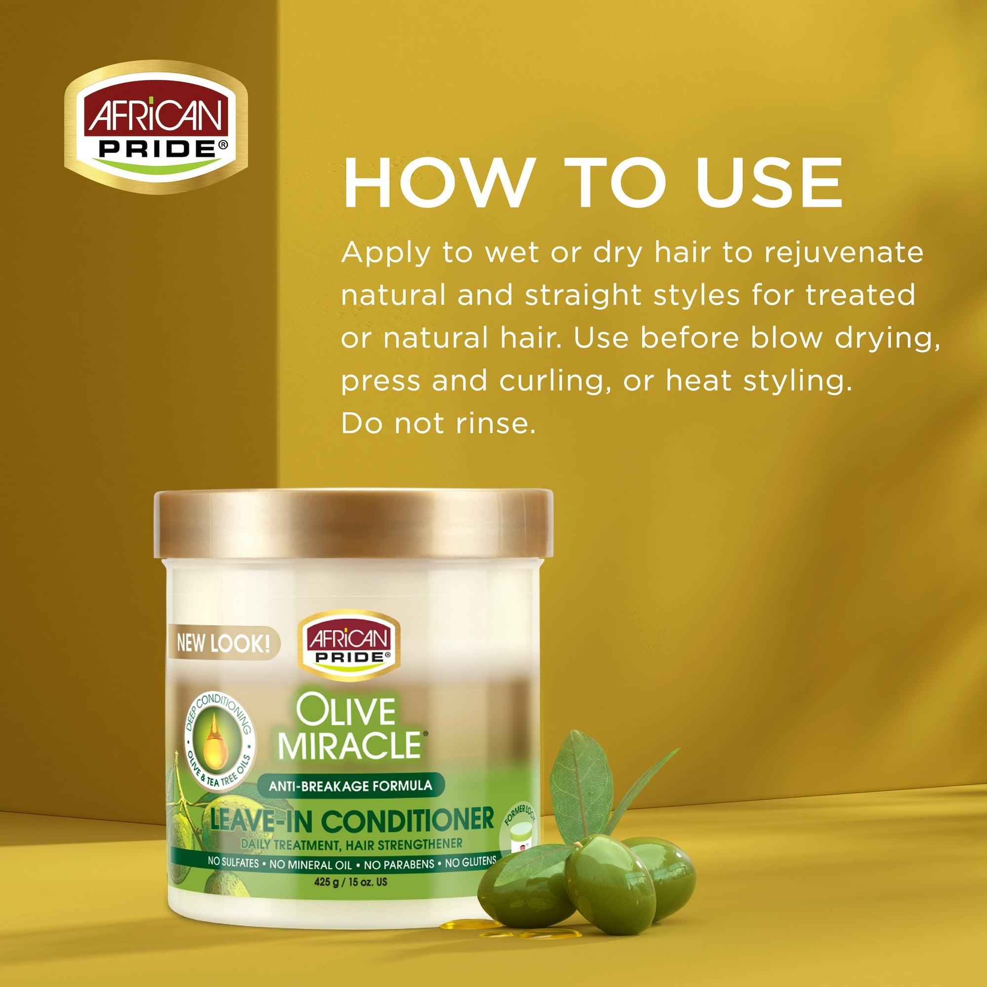 African Pride Olive Miracle Leave-in Conditioner 15 oz (Pack of 3)