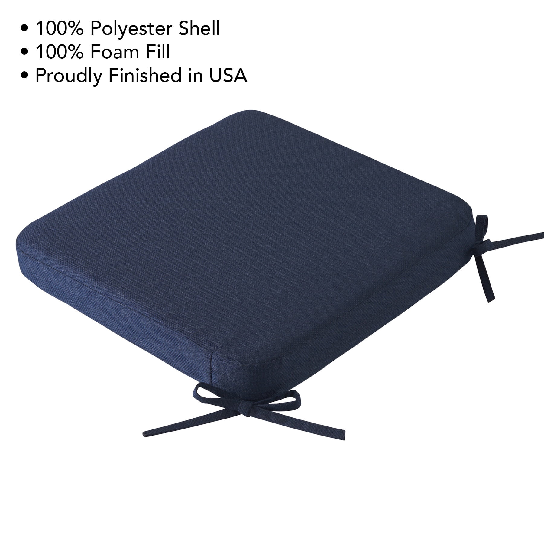 Better Homes & Gardens 19" x 18" Rectangle Outdoor Seat Pad Cushion, 1-Piece, Navy