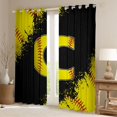 thumbnail image 2 of Manfei Female Men Initial Alphabet Baseball C Black Out Curtains,Black Yellow Graffiti Splash Curtains Pack of 2 (42x63 Each),Sport Gamer Bedroom Curtains,Microfiber Bedroom Decor, 2 of 6