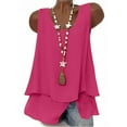 thumbnail image 3 of SROBPTY Womens Linen Tunic, Tank Tops for Women, Women's Fashion Casual Solid Front Double Layer Sleeveless Camisole Top Hot Pink,S, 3 of 5