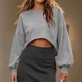 thumbnail image 2 of Women's Loose Fit Long Sleeve Round Neck Solid Color Sweater Pullover Comfy Cozy Casual Daily Wear Winter Warm | CSEONE,Gray XL, 2 of 6