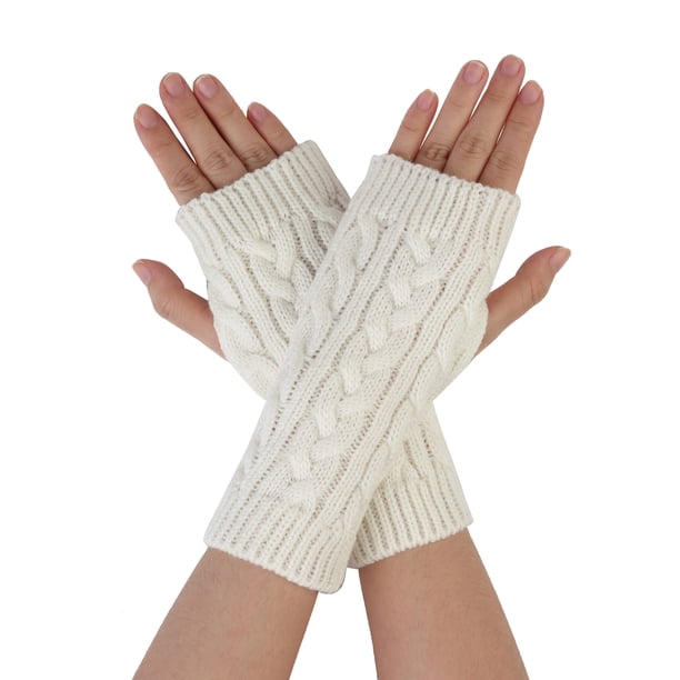 Guantes sin dedos de punto elástico unisex INSPIRE CHIC blancos talla única