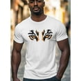 thumbnail image 2 of Tiger Eyes Men's T Shirts Animal T-Shirt for Men Crew Neck Tees Cotton Tops, White, 2XL, 2 of 7