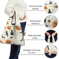 thumbnail image 5 of 5 Pack Foldable Shopping Bag,Beige Halloween Pumpkins Ghosts and Bats Reusable Grocery Bags with Pockets,Large Reusable Tote Bags with Handles Waterproof & Lightweight, 5 of 6