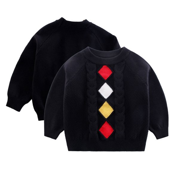 KYAIGUO Kids Boys Pullover Sweater Toddler Girls Soft Knit Shirt Baby Winter Crewneck Warm Sweater 6-12Y