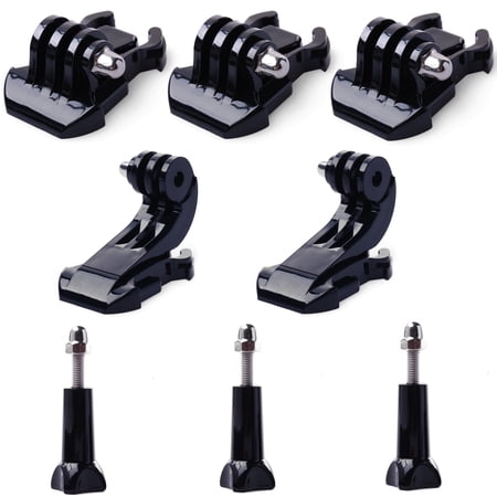 QKOO 3X Quick Release Buckle Clip Basic Mount +2X Vertical Surface J-Hook Buckle Mount Base +3X Thumb Screw for GoPro Hero 13 12 11 10 9 8 7 6 5 4 Session MAX AKASO SJCAM Xiaomi Yi Action Cameras
