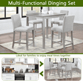 thumbnail image 3 of Sesslife 5 Piece Modern Dining Set for Home, Kitchen, Wooden Dining Square Table Set, Counter Height Table Set with 4 Upholstered Chairs, Gray, 3 of 11