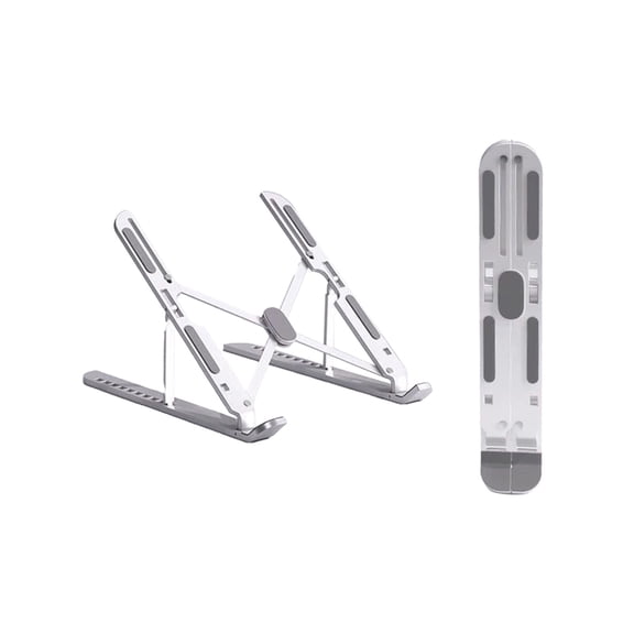 Puntoco 1PCS Adjustable Foldable Aluminum Alloy Laptop Stand Portable Notebook Riser Triangle Support Compatible with All Laptop Computers -9.84*1.77in