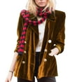 thumbnail image 1 of Lovzfmll Women's Velvet Blazer, Relaxed Fit Double Breasted Button Front Yellow, 2XL, 1 of 4