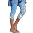 thumbnail image 2 of Ounisa Novelty Capri Leggings for Women 2026 New Trending Graphic Yoga Pants 3/4 Length Workout Daily Going Out Bottoms Navy, 2 of 7