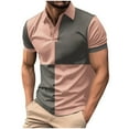thumbnail image 2 of COSFO Pullover Mens Polo Shirts Colorblock Collared Casual Short Sleeve Tops Loose Button Graphic Tees, 2 of 3